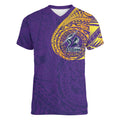 Personalized Melbourne Storm Women V-Neck T-Shirt Polynesian Tribal Chest and Sleeve Tattoo