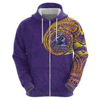 Personalized Melbourne Storm Zip Hoodie Polynesian Tribal Chest and Sleeve Tattoo