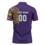 Personalized Melbourne Storm Zipper Polo Shirt Polynesian Tribal Chest and Sleeve Tattoo