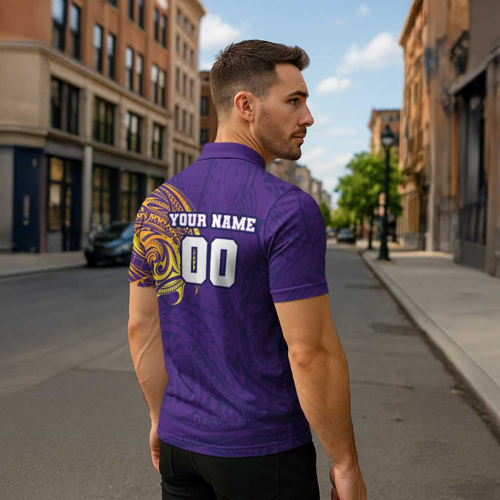 Personalized Melbourne Storm Zipper Polo Shirt Polynesian Tribal Chest and Sleeve Tattoo