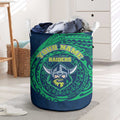 Personalized Canberra Raiders Laundry Basket Polynesian Tribal Chest and Sleeve Tattoo