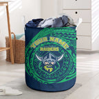 Personalized Canberra Raiders Laundry Basket Polynesian Tribal Chest and Sleeve Tattoo