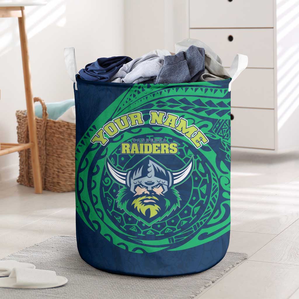 Personalized Canberra Raiders Laundry Basket Polynesian Tribal Chest and Sleeve Tattoo