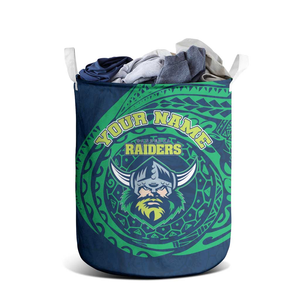Personalized Canberra Raiders Laundry Basket Polynesian Tribal Chest and Sleeve Tattoo