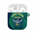 Personalized Canberra Raiders AirPods Case Polynesian Tribal Chest and Sleeve Tattoo