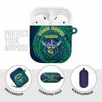 Personalized Canberra Raiders AirPods Case Polynesian Tribal Chest and Sleeve Tattoo