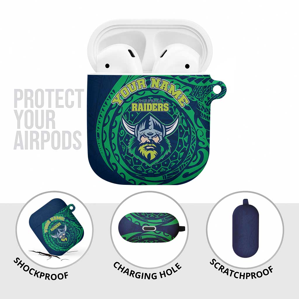 Personalized Canberra Raiders AirPods Case Polynesian Tribal Chest and Sleeve Tattoo