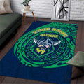Personalized Canberra Raiders Area Rug Polynesian Tribal Chest and Sleeve Tattoo