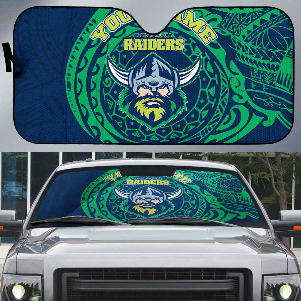Personalized Canberra Raiders Auto Sun Shade Polynesian Tribal Chest and Sleeve Tattoo