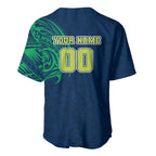 Personalized Canberra Raiders Baseball Jersey Polynesian Tribal Chest and Sleeve Tattoo
