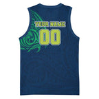 Personalized Canberra Raiders Basketball Jersey Polynesian Tribal Chest and Sleeve Tattoo