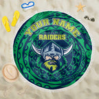 Personalized Canberra Raiders Beach Blanket Polynesian Tribal Chest and Sleeve Tattoo