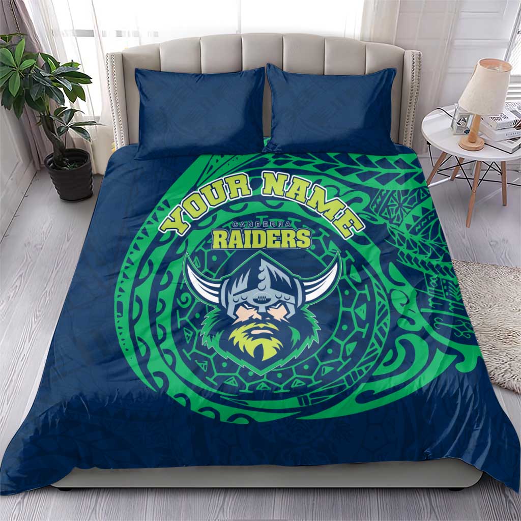 Personalized Canberra Raiders Bedding Set Polynesian Tribal Chest and Sleeve Tattoo