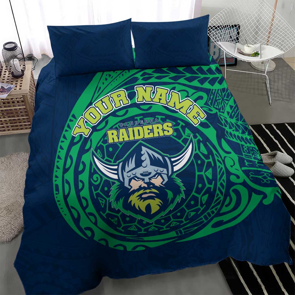 Personalized Canberra Raiders Bedding Set Polynesian Tribal Chest and Sleeve Tattoo