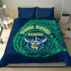 Personalized Canberra Raiders Bedding Set Polynesian Tribal Chest and Sleeve Tattoo