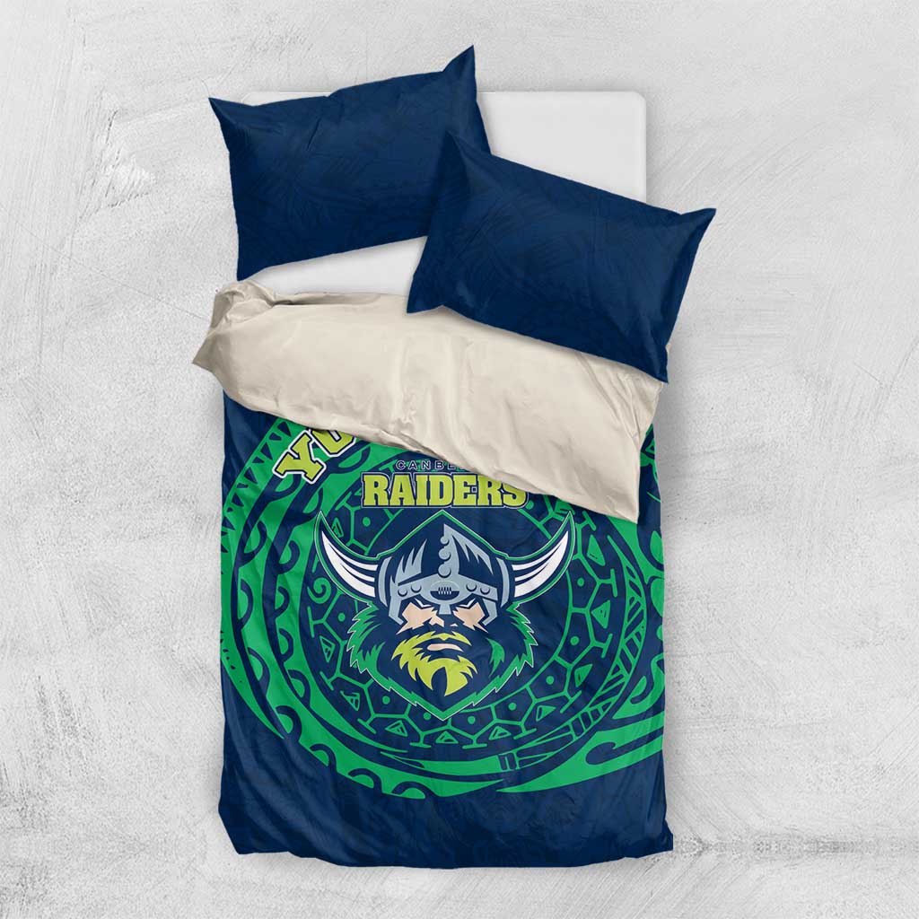 Personalized Canberra Raiders Bedding Set Polynesian Tribal Chest and Sleeve Tattoo