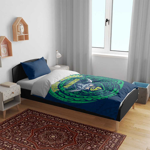 Personalized Canberra Raiders Bedding Set Polynesian Tribal Chest and Sleeve Tattoo