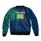 Personalized Canberra Raiders Bomber Jacket Polynesian Tribal Chest and Sleeve Tattoo