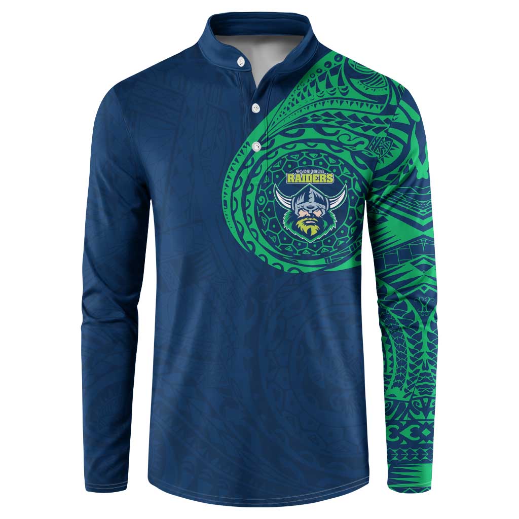 Personalized Canberra Raiders Button Sweatshirt Polynesian Tribal Chest and Sleeve Tattoo