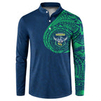 Personalized Canberra Raiders Button Sweatshirt Polynesian Tribal Chest and Sleeve Tattoo