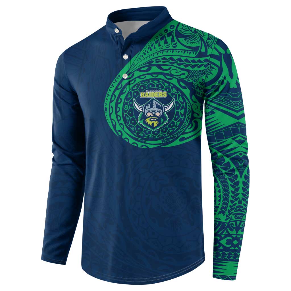 Personalized Canberra Raiders Button Sweatshirt Polynesian Tribal Chest and Sleeve Tattoo