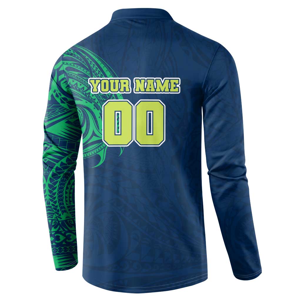 Personalized Canberra Raiders Button Sweatshirt Polynesian Tribal Chest and Sleeve Tattoo
