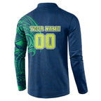 Personalized Canberra Raiders Button Sweatshirt Polynesian Tribal Chest and Sleeve Tattoo