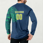 Personalized Canberra Raiders Button Sweatshirt Polynesian Tribal Chest and Sleeve Tattoo