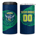 Personalized Canberra Raiders 4 in 1 Can Cooler Tumbler Polynesian Tribal Chest and Sleeve Tattoo