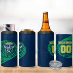 Personalized Canberra Raiders 4 in 1 Can Cooler Tumbler Polynesian Tribal Chest and Sleeve Tattoo