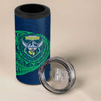 Personalized Canberra Raiders 4 in 1 Can Cooler Tumbler Polynesian Tribal Chest and Sleeve Tattoo