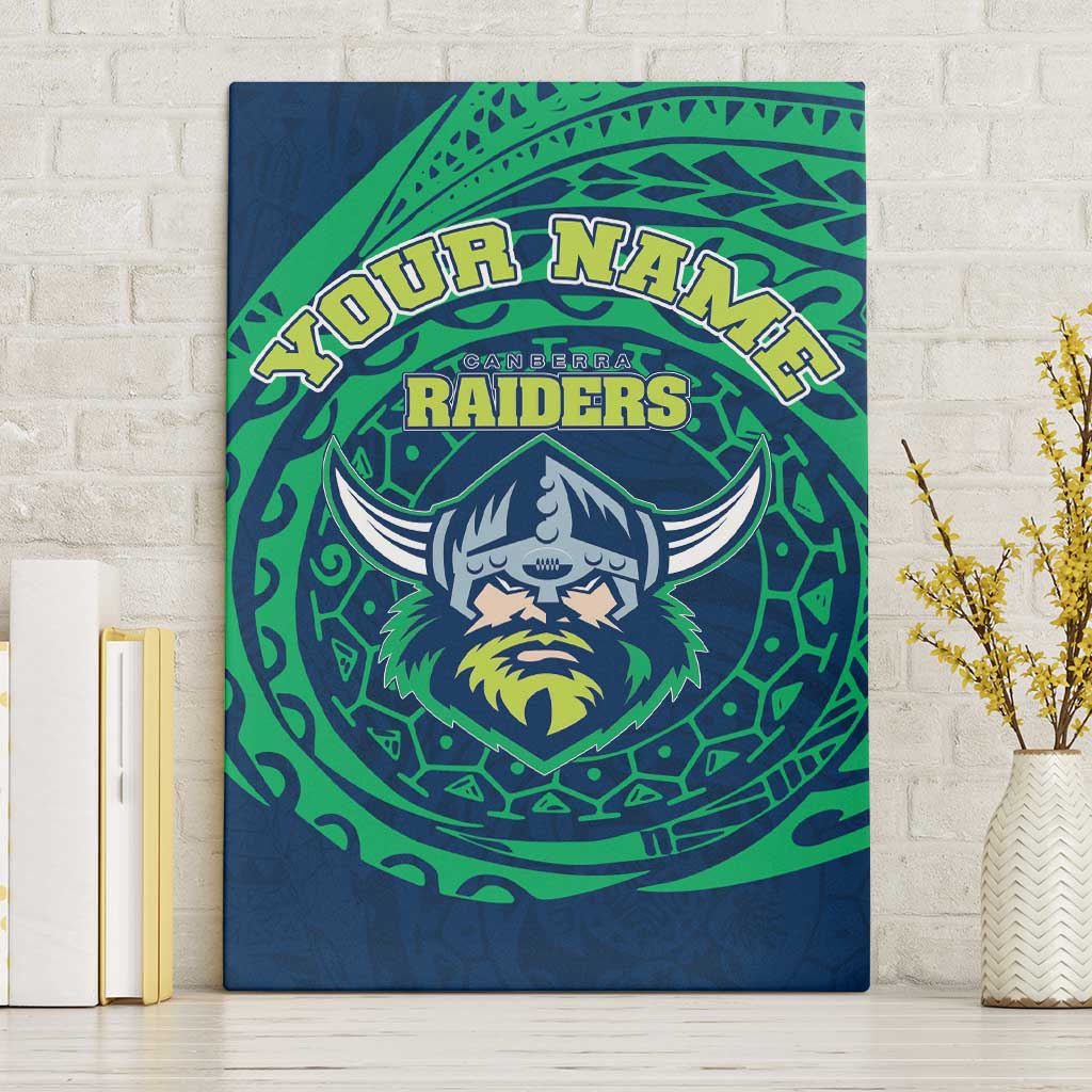 Personalized Canberra Raiders Canvas Wall Art Polynesian Tribal Chest and Sleeve Tattoo