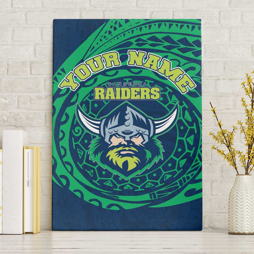 Personalized Canberra Raiders Canvas Wall Art Polynesian Tribal Chest and Sleeve Tattoo