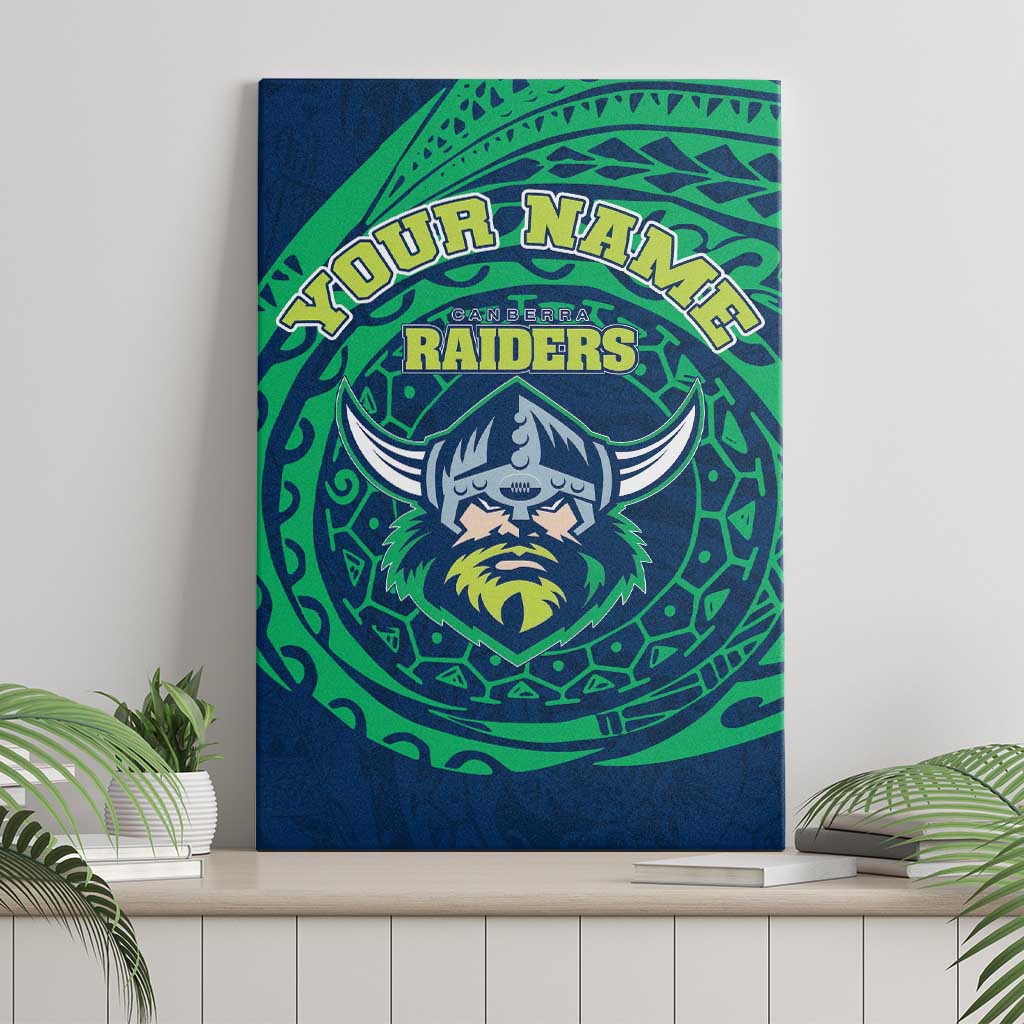 Personalized Canberra Raiders Canvas Wall Art Polynesian Tribal Chest and Sleeve Tattoo