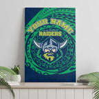 Personalized Canberra Raiders Canvas Wall Art Polynesian Tribal Chest and Sleeve Tattoo