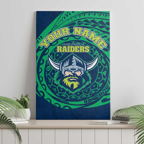 Personalized Canberra Raiders Canvas Wall Art Polynesian Tribal Chest and Sleeve Tattoo
