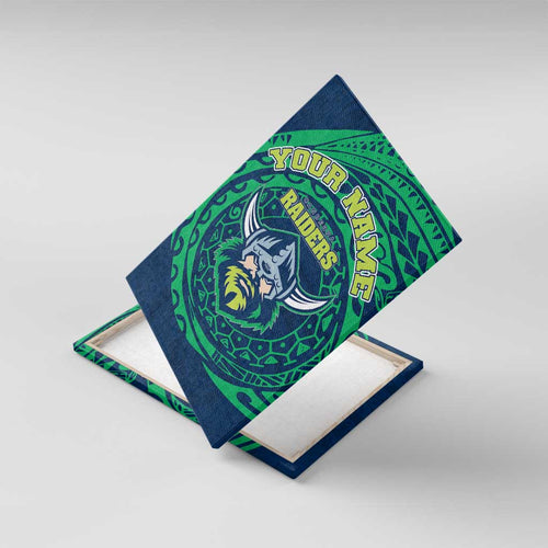 Personalized Canberra Raiders Canvas Wall Art Polynesian Tribal Chest and Sleeve Tattoo