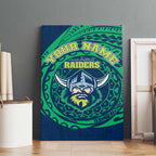 Personalized Canberra Raiders Canvas Wall Art Polynesian Tribal Chest and Sleeve Tattoo