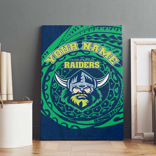 Personalized Canberra Raiders Canvas Wall Art Polynesian Tribal Chest and Sleeve Tattoo