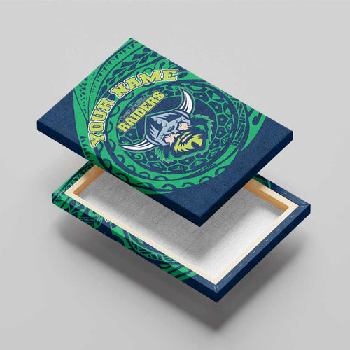 Personalized Canberra Raiders Canvas Wall Art Polynesian Tribal Chest and Sleeve Tattoo