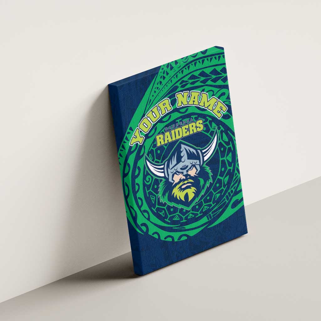 Personalized Canberra Raiders Canvas Wall Art Polynesian Tribal Chest and Sleeve Tattoo
