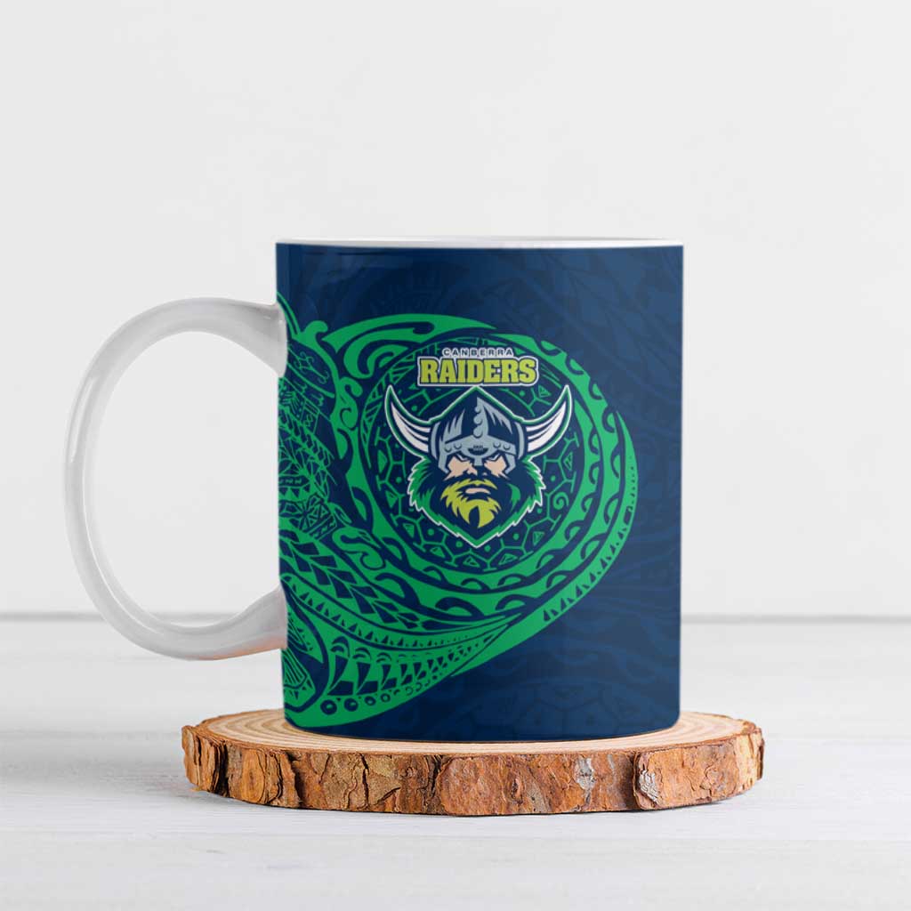 Personalized Canberra Raiders Ceramic Mug Polynesian Tribal Chest and Sleeve Tattoo