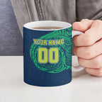 Personalized Canberra Raiders Ceramic Mug Polynesian Tribal Chest and Sleeve Tattoo