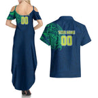 Personalized Canberra Raiders Couples Matching Summer Maxi Dress and Hawaiian Shirt Polynesian Tribal Chest and Sleeve Tattoo