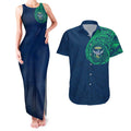 Personalized Canberra Raiders Couples Matching Tank Maxi Dress and Hawaiian Shirt Polynesian Tribal Chest and Sleeve Tattoo