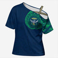 Personalized Canberra Raiders Cross Shoulder Shirt Polynesian Tribal Chest and Sleeve Tattoo