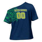 Personalized Canberra Raiders Cross Shoulder Shirt Polynesian Tribal Chest and Sleeve Tattoo
