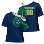 Personalized Canberra Raiders Cross Shoulder Shirt Polynesian Tribal Chest and Sleeve Tattoo