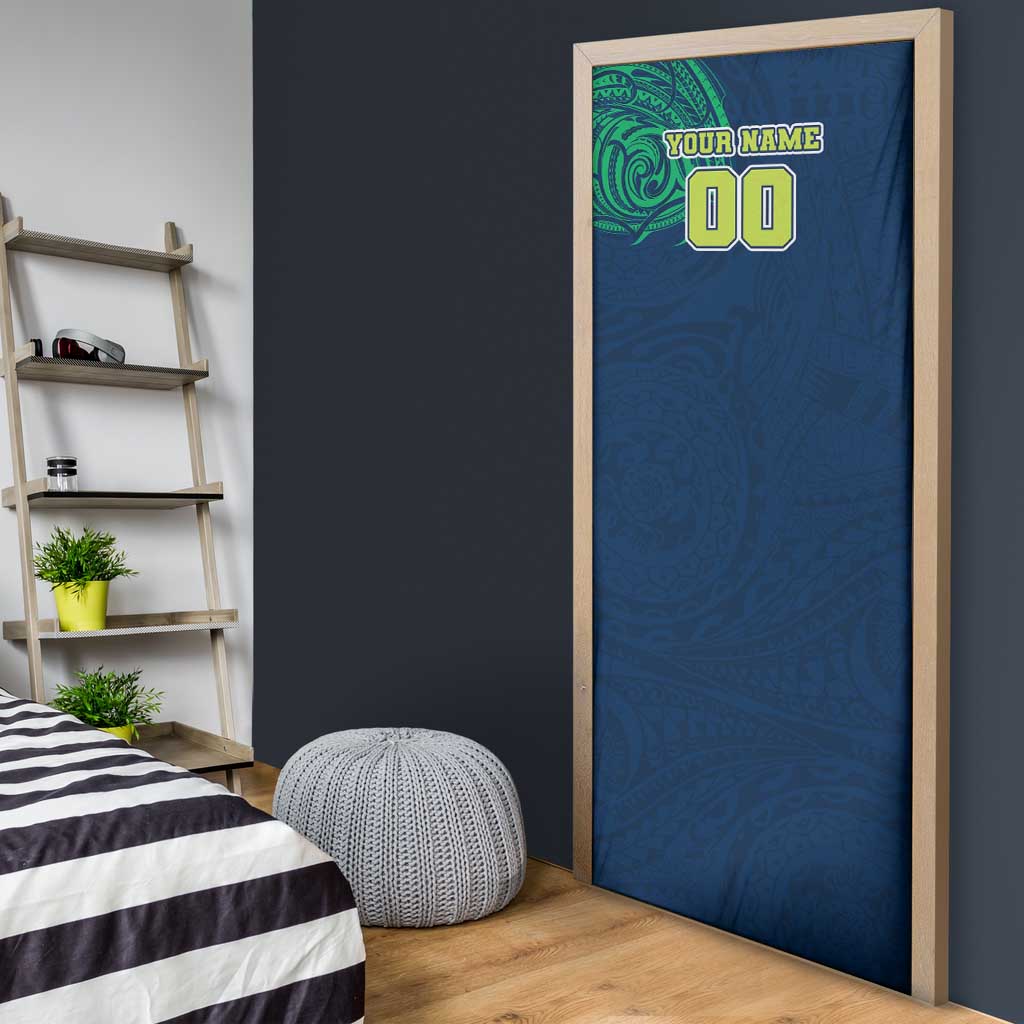 Personalized Canberra Raiders Door Cover Polynesian Tribal Chest and Sleeve Tattoo