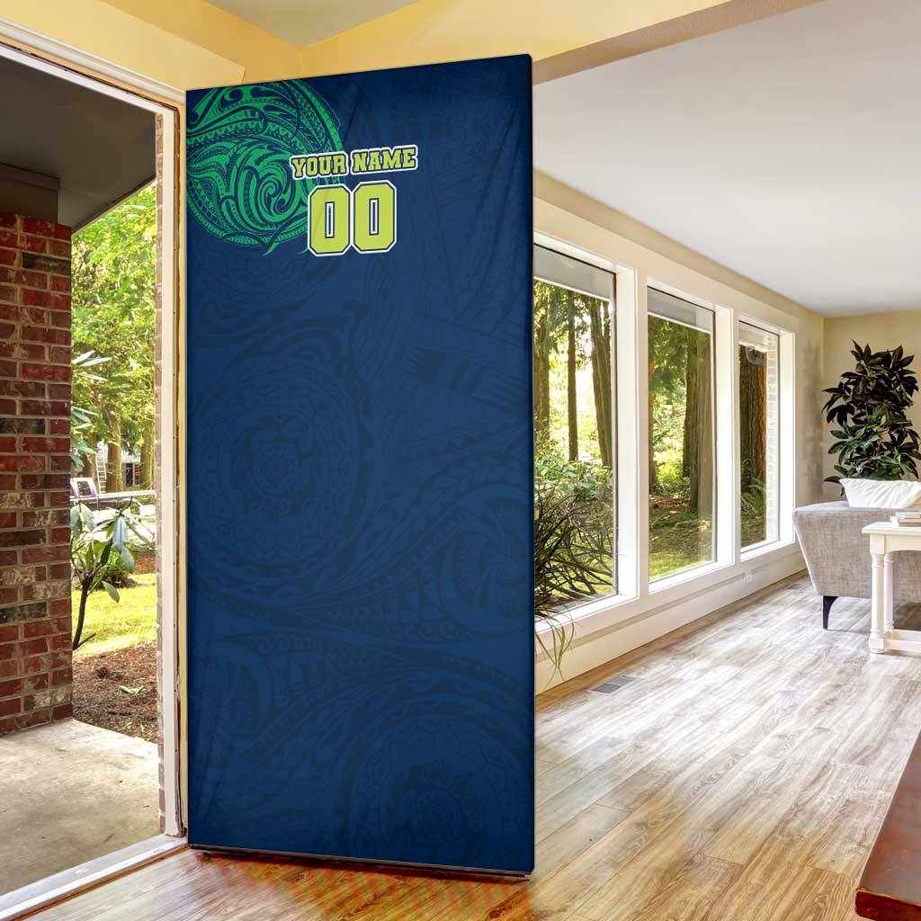 Personalized Canberra Raiders Door Cover Polynesian Tribal Chest and Sleeve Tattoo